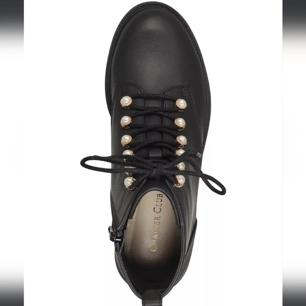 Charter Club Shiloh Combat Booties Black 8 - Picture 3 of 9